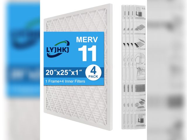 Lot 96-187750 - 20x25x1 MERV 11 Air Filter, Quality AC/HVAC Furnace Filter，1 Reusable ABS Frame + 4 Pack Replaceable...