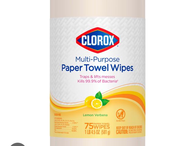 Lot 96-201348 - Clorox Multi-Purpose Paper Towelwipes, Lemon Verbena Scent 75 Wipes New