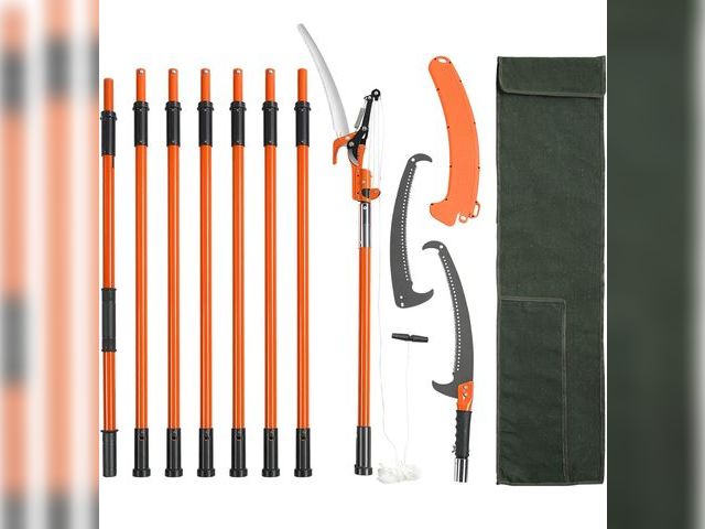 Lot 96-188977 - VEVOR Manual Pole Saw, 7.3-27 ft Extendable Tree Pruner, Sharp Steel Blade and Scissors High Branche...