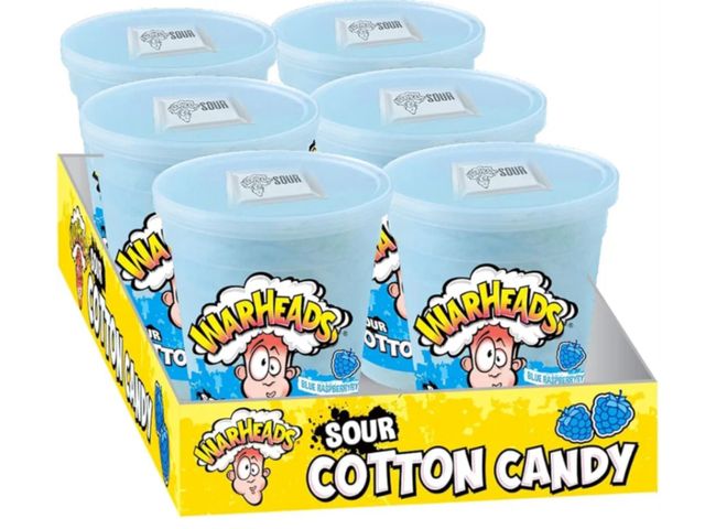 Lot 96-201584 - Warheads Sour Cotton Candy 6-Pack (1.57 oz) - Warheads Candy Blue Raspberry CottonCandy with Sour Ca...