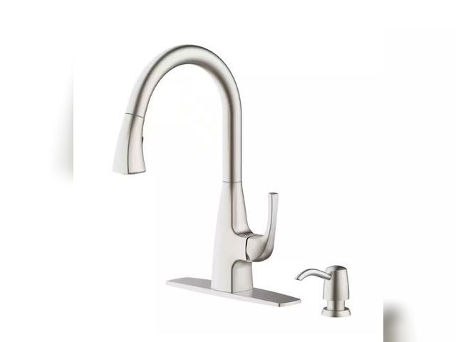 Lot 96-162754 - Glacier Bay
Calandine Single-Handle Pull-Down Sprayer Kitchen Faucet with soap dispenser in Spot Res...