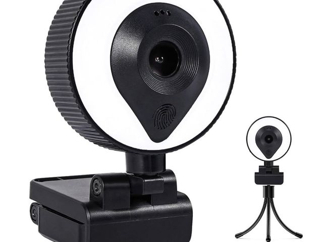 Lot 96-233053 - 2K webcam, auto focus, stereo mic, adjustable brightness, tripod, for streaming online class video c...