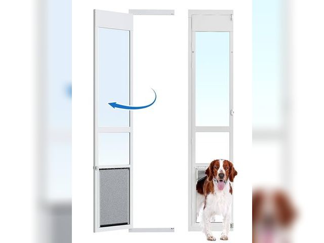 Lot 96-164031 - XLarge Openable Pet Door for Sliding Glass Doors, Adjustable 91 7/16" to 96" Slider Height, Extra La...
