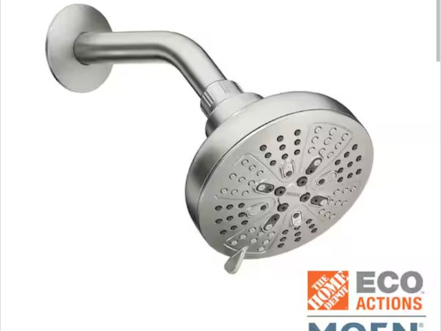 Lot 96-179363 - MOEN Hydro Energetix 8-Spray Patterns with 1.75 GPM 4.75 in. Single Wall Mount Fixed Shower Head in ...