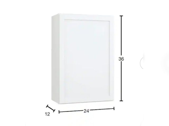 Lot 96-232847 - Hampton Bay Courtland 24 in. W x 12 in. D x 36 in. H Assembled Shaker Wall Kitchen Cabinet in Polar ...