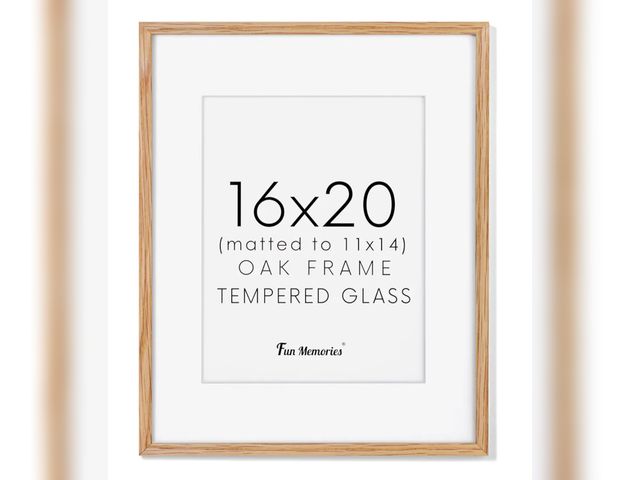 Lot 96-176025 - 16x20 Picture Frame for Wall, 16 x 20 Solid Oak Wood Frames, Tempered Glass, 16x20 Picture Frame wit...
