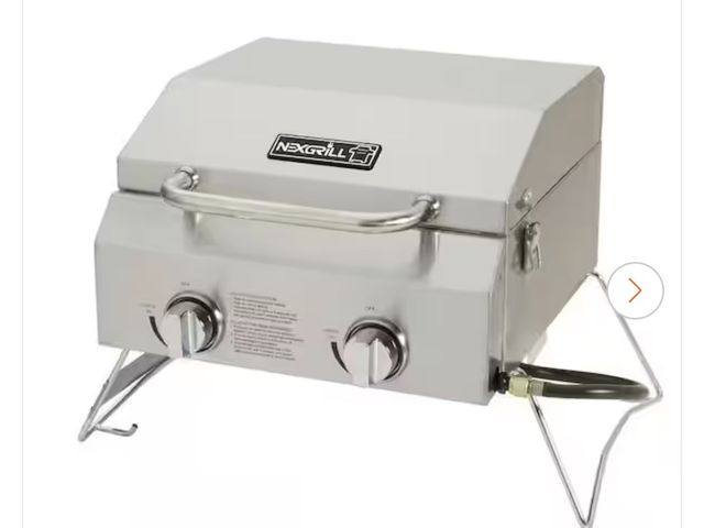 Lot 96-222169 - Nexgrill 2-Burner Portable Propane Gas Table Top Grill in Stainless Steel MSRP $149 New