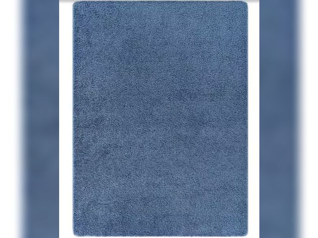 Lot 96-221955 - Beverly Rug 6 ft. x 9 ft. Blue Silky Solid Plus Thick Pile Non Slip Easy Clean Non Shedding Modern I...