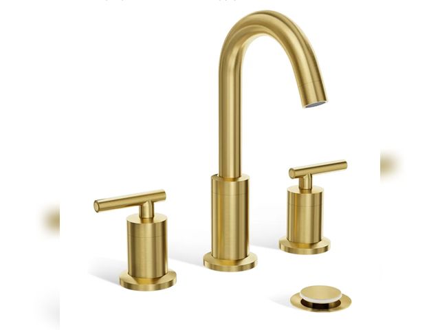 Lot 96-162706 - Phiestina Brushed Gold Bathroom Sink Faucet, Widespread 8 Inch 3 Hole Rotatable 360 Degree Modern Ba...