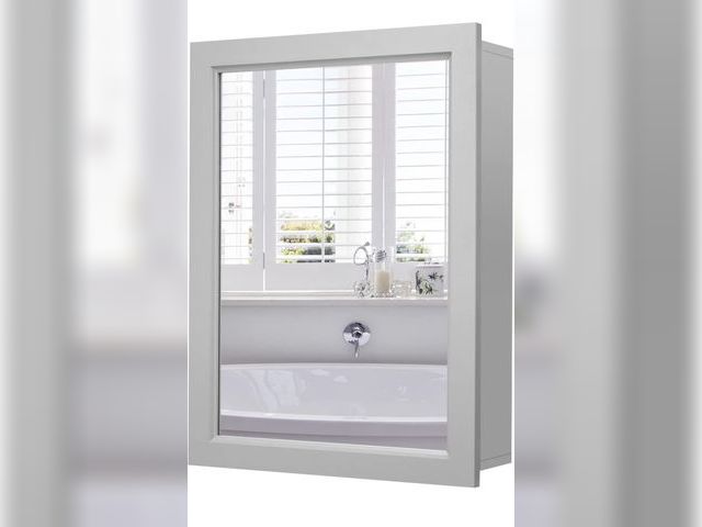 Lot 96-188952 - Bathroom Medicine Cabinet, Wall Mount Mirrored Storage Cabinets w/Single Door &amp; Adjustable Shelf...