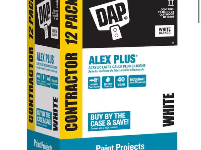 Lot 96-165070 - DAP
Alex Plus 10.1 oz. White Acrylic Latex Plus Silicone Caulk (Contractor 12-Pack)

New
