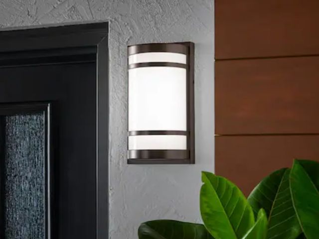 Lot 96-180347 - Home Decorators Collection 
Mullen Oil Rubbed Bronze Hardwired LED Outdoor Wall Light Lantern Sconce...