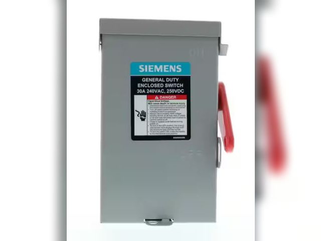 Lot 96-170758 - Siemens General Duty 30 Amp 2-Pole 3-Wire 240-Volt Fusible Indoor Safety Switch RBPU
New