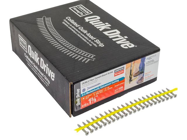 Lot 96-172007 - Simpson Strong-Tie CB3BLG158S CB3BLG Fiber-Cement Board Screw (Collated) #10 x 1-5/8 in. #3 SQU appr...