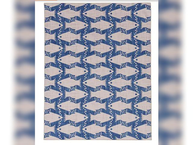 Lot 96-174272 - Linon Home Decor
Washable Sterling Ivory and Blue 5 ft. x 7 ft. Coastal Fish Polyester Area Rug
New ...