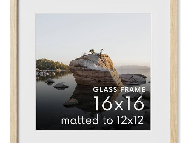 Lot 96-175906 - 16x16 Picture Frame with Real Glass &amp; Natural American Oak Matted 

New
