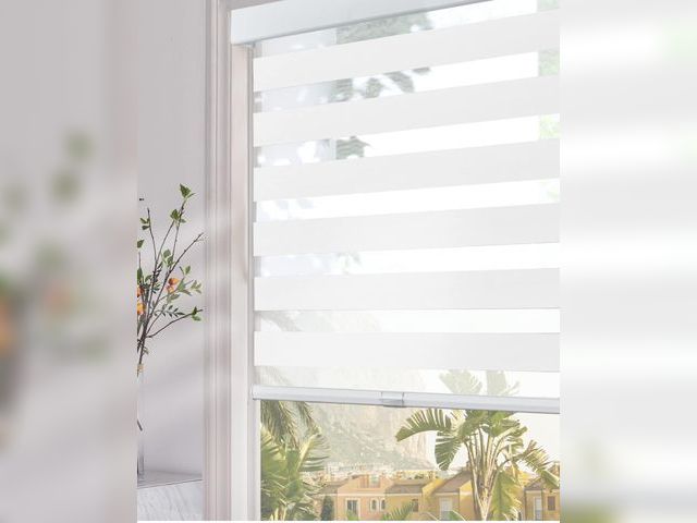 Lot 96-179561 - Persilux Cordless Zebra Blinds for Windows (27" W x 64" H, White) Light Filtering Zebra Shades for I...