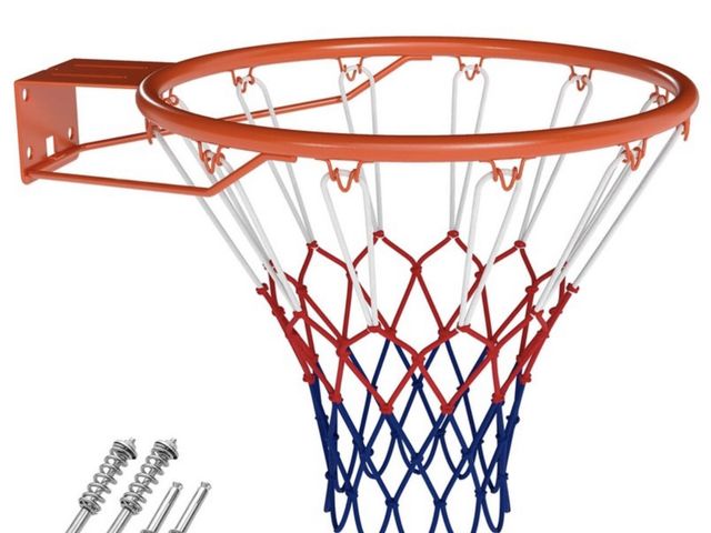 Lot 96-190140 - Costway 18" Basketball Rim with Double Springs &amp; All Weather Net for Indoor &amp; Outdoor Orange...