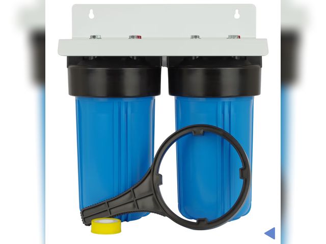 Lot 96-180424 - PurePlus 2 Stage Water Filter Housing Twin 10" / 10x4.5/10 inch BB 2 Filter Housing appears unused, ...