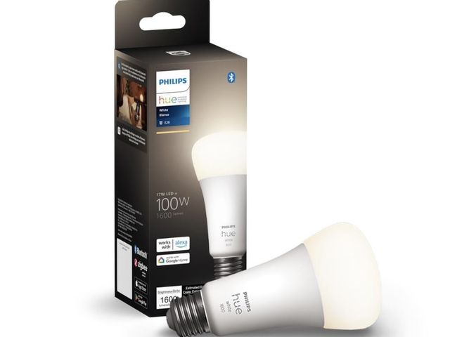 Lot 96-190122 - Philips Hue
100-Watt Equivalent A21 Smart
LED Soft White (2700K) Light Bulb with Bluetooth (1-Pack)
...