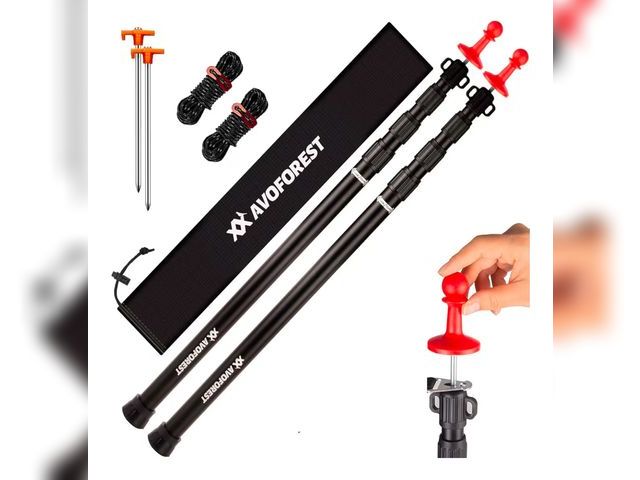 Lot 96-178965 - Tarp Poles Heavy Duty Adjustable, AVOFOREST Aviation Aluminum 8.7FT Tent Poles Lengthen and Thicken ...