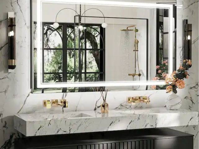 Lot 96-156632 - KeonJinn
48 in. W x 30 in. H Rectangular Frameless LED Light Anti-Fog Wall Bathroom Vanity Mirror wi...