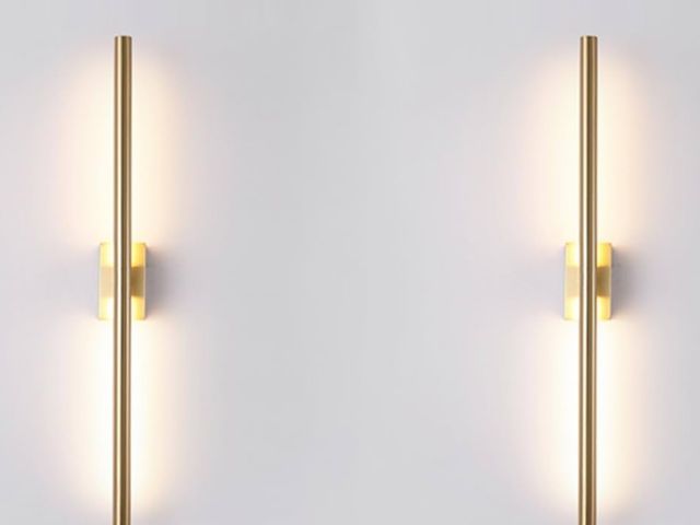 Lot 96-170651 - Only Suitable for Small Junction Box Set of 2 Hardwired Narrow Gold Wall Sconces Modern Picture Ligh...