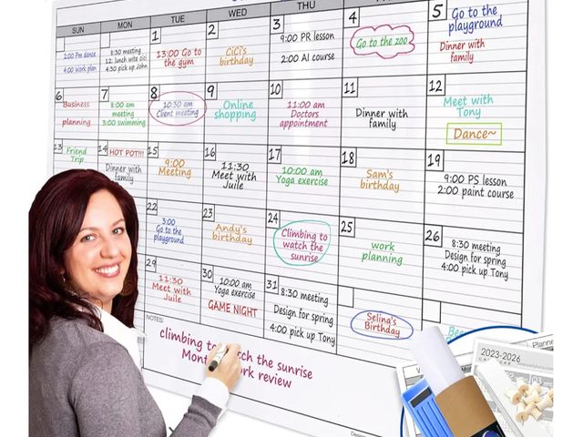 Lot 96-170159 - Dry Erase Monthly Extra Large White Board Calendar for Wall, 38" by 50", Jumbo Laminated Erasable On...