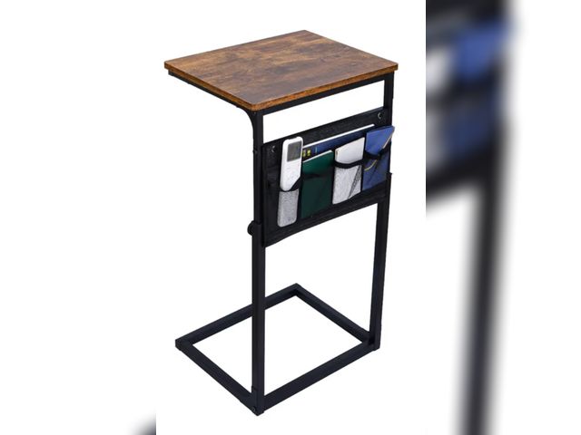 Lot 96-176809 - C Shaped End Table Adjustable Height, Side Table with Storage Bag, Small Side Table for Small Spaces...