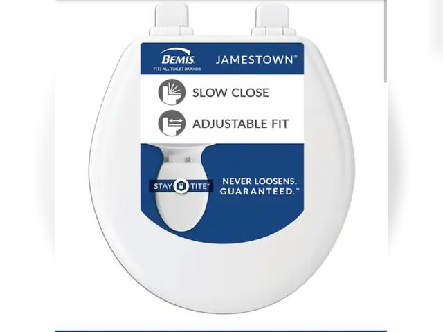 Lot 96-179751 - BEMIS Jamestown Round Soft Close with Adjustability Never Loosens Enameled Wood and Toilet Seat in W...