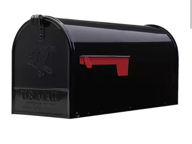 Lot 96-162750 - Architectural Mailboxes Elite Black, Large, Steel, Post Mount Mailbox missing door