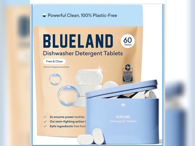Lot 96-181474 - BLUELAND 100% Plastic-Free Dishwasher Detergent Tablets, Starter Set, 60 Count with tin, Free &amp; ...