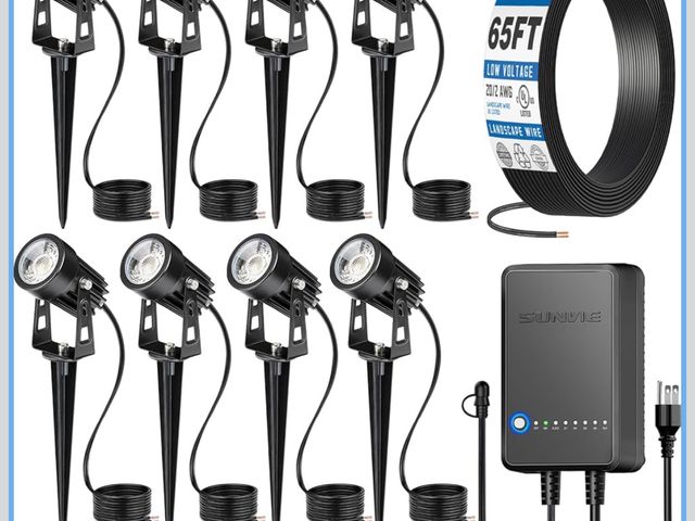 Lot 96-170591 - SUNVIE All-In-One LED Landscape Lighting Kit, 8-Pack Low Voltage Landscape Lights with Transformer a...