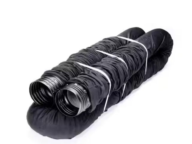 Lot 96-222094 - Amerimax Home Products FLEX Drain 4 in. x 50 ft. Black Copolymer Perforated Drain Pipe with Sock New