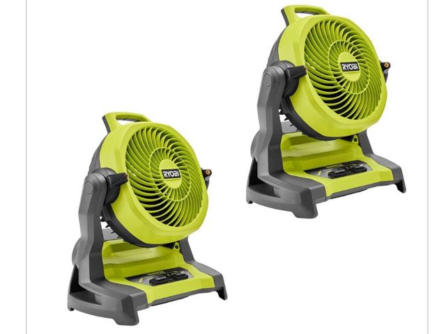 Lot 96-164614 - RYOBI ONE+ 18V Cordless 7-1/2 in.
Bucket Top Misting Fan 2-
Pack (Tools Only) MSRP $128 New