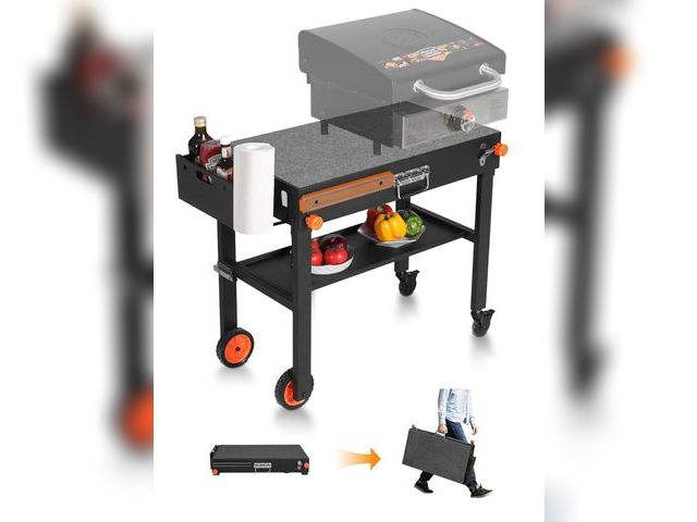 Lot 96-172385 - Portable Blackstone Griddle Stand, Folding Grill Table with Wheels for 17/22 Inch Blackstone Griddle...
