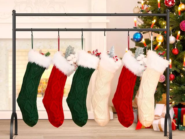Lot 96-144977 - Deluxe Christmas Stocking Holder Stand for Floor-Heavy Duty Freestanding Rack | Iron Metal with Stur...
