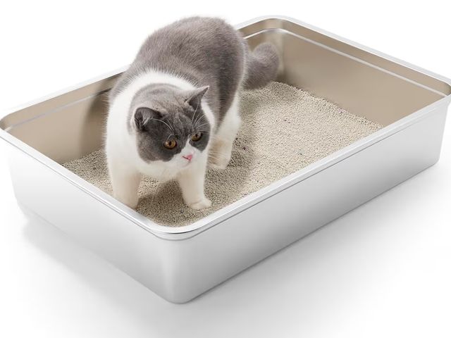 Lot 96-176659 - Yangbaga Extra Large Stainless Steel Litter Box, 28’’ x 20’’ x 6’’ Ultimate Metal Cat Litter Box wit...