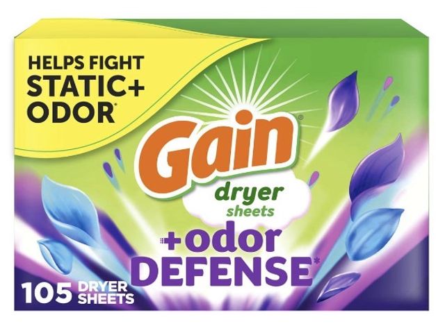 Lot 96-200480 - Gain Dryer Sheets Plus Odor Defense, Super Fresh Blast Scent, 105 ct New