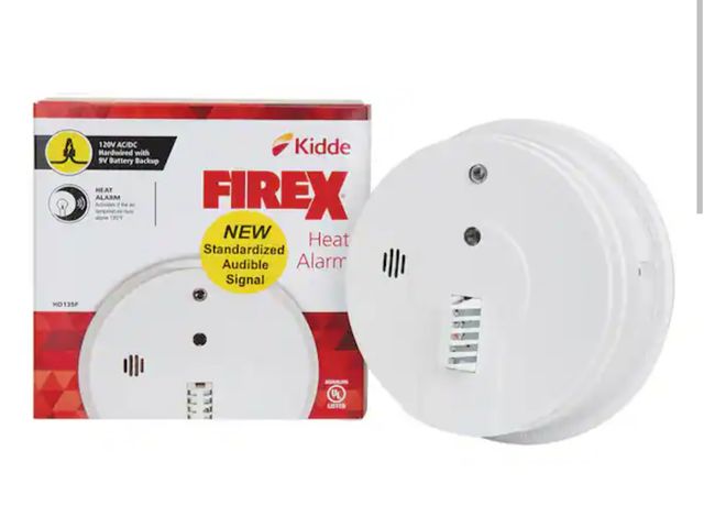 Lot 96-179780 - Kidde Firex Hardwired Interconnected 120V AC Wire Auxiliary Heat Detector New