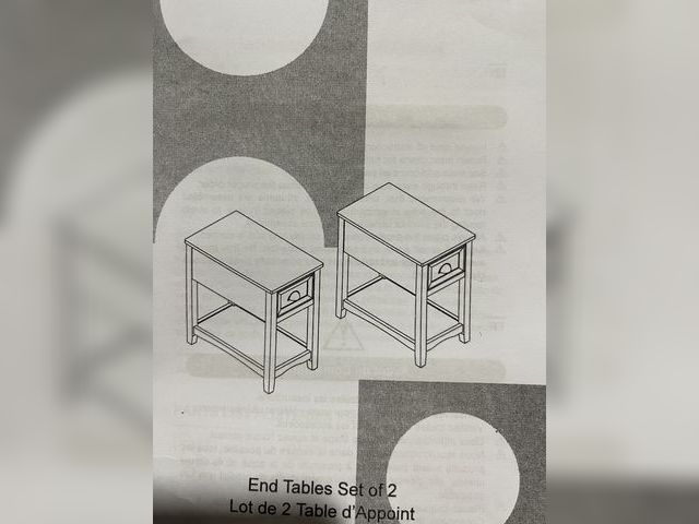 Lot 96-197504 - Set of 2 end tables, exact stock photo and description NA New