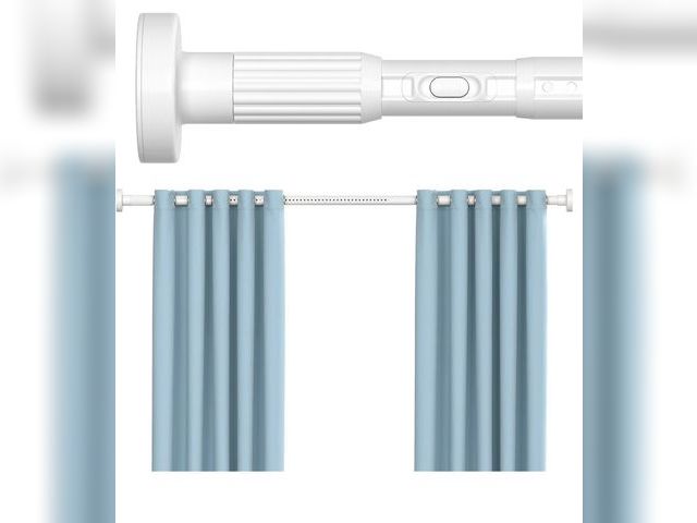 Lot 96-211726 - MEXAU White Tension Curtain Rods 41-144 In Extra Long Outdoor Patio Curtain Rods No Drilling Adjusta...