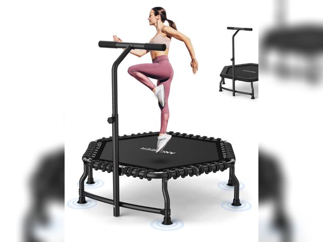 Lot 96-208475 - ANCHEER Trampoline, 50'' Rebounder Trampoline for Adult with Bar, Indoor Mini Trampoline, 550LBS Fit...