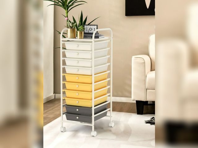 Lot 96-197612 - Costway 10 Drawer Rolling Storage Cart Scrapbook Paper Office School Organizer Yellow
New, but seems...