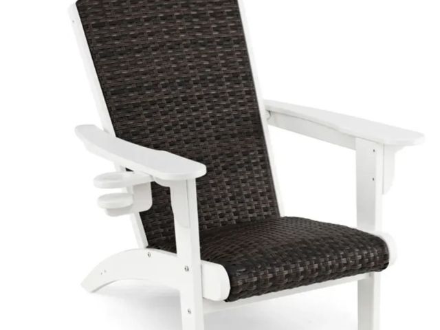 Lot 96-223755 - Patio Adirondack Chair with Rattan Padded Seat and Hidden Cupholder
New
MSRP $119.99