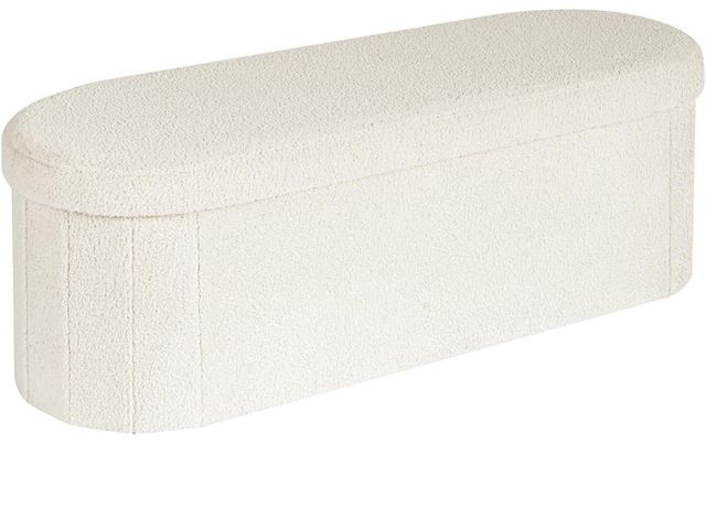 Lot 96-177081 - B FSOBEIIALEO Ottoman with Storage for Living Room, Sherpa Folding Storage Ottoman Foot Rest, 43.3 I...