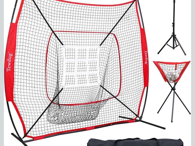 Lot 96-187690 - 7x7ft Baseball Softball Training Net,Portable Baseball Throwing Net for Hitting, Pitching Practice w...