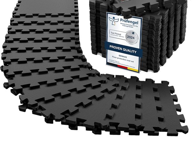 Lot 96-187508 - bemaxx Gym Mats Set - 18 pcs EVA Interlocking Foam Floor Tiles (12.6"x12.6"x0.4") 18sqft Protective ...