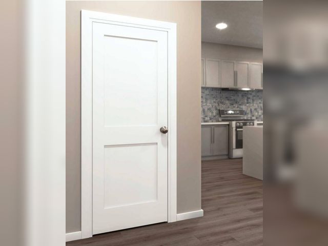 Lot 96-162167 - eightdoors
28 in. x 80 in. x 1-3/8 in. Shaker White Primed 2-Panel Solid Core Wood Interior Slab Doo...