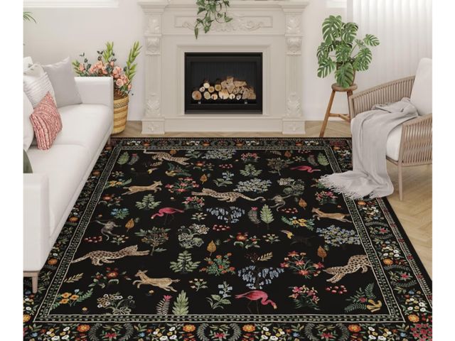 Lot 96-188036 - Rugcomf Area Rugs 8x10 Rug for Living Room Clearance Washable Boho Area Rug Non Slip Floral Animal V...